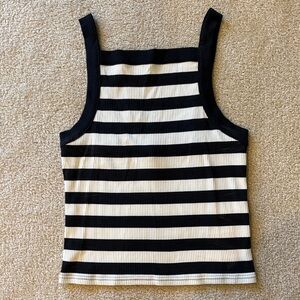J. Crew Black and White Striped Ribbed Tank Top  NWT M